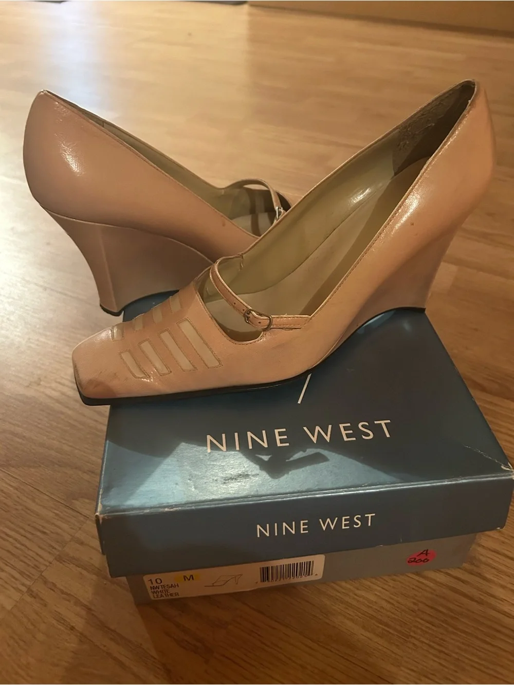 Nine West Blush Patent Leather Mary Jane Wedge Pumps